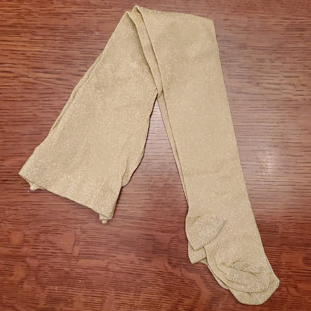 NWT Story Loris sparkly gold girls tights size 2